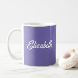 Anpassningsbar Skriptmall Lägg till Namn Periwinkl Kaffemugg<br><div class="desc">Skript för Elegant av anpassningsbar Lägg till Trendiget Namnmall  Klassiskt skript Periwinkle Blue Coffee Mugg.</div>