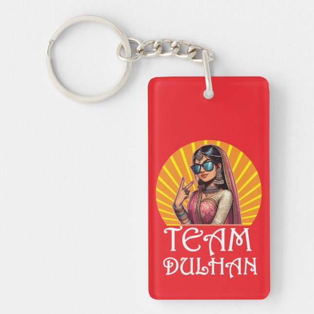 Anpassningsbar Skriv ut Desi Bröllop Shaadi Vibes Nyckelring (Framsidan)