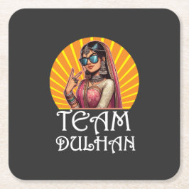 Anpassningsbar Skriv ut Desi Bröllop Shaadi Vibes Underlägg Papper Kvadrat