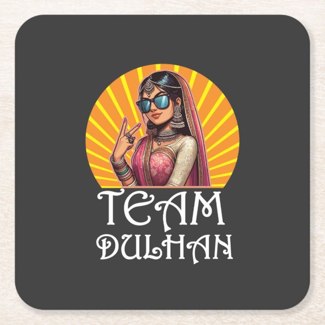 Anpassningsbar Skriv ut Desi Bröllop Shaadi Vibes Underlägg Papper Kvadrat (Framsidan)