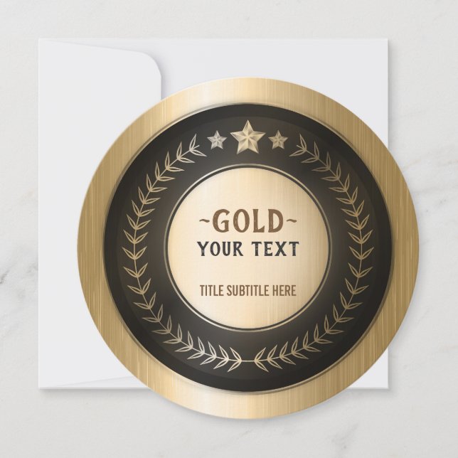 ANPASSNINGSBAR SKRIV UT DIY MEDAL Guld #1 LÄGG TIL Tack Kort (Framsida)