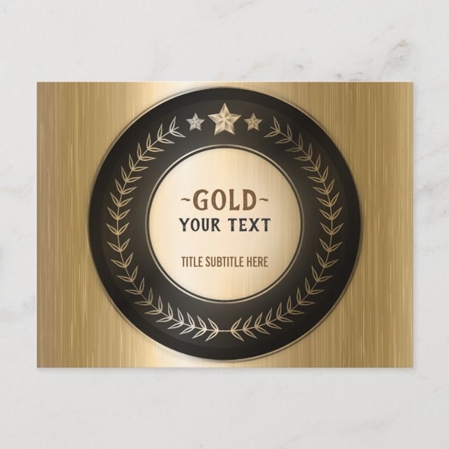 ANPASSNINGSBAR SKRIV UT DIY MEDAL Guld #1 LÄGG TIL Vykort (Framsida)