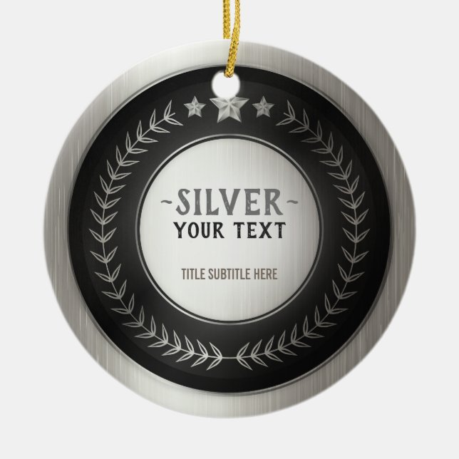 ANPASSNINGSBAR SKRIV UT DIY MEDAL Silver LÄGG TILL Julgransprydnad Keramik (Framsidan)