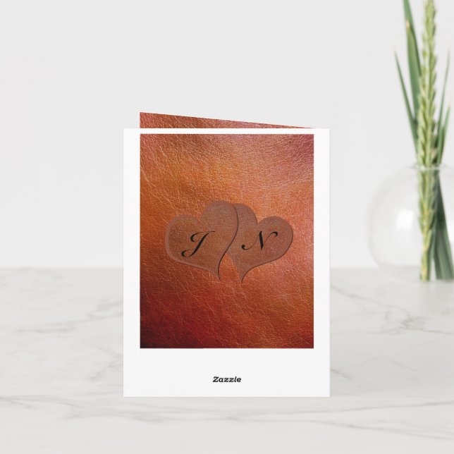 Anpassningsbar Skriv ut faux-läder 3:e Bröllop-års Kort (Baksida)