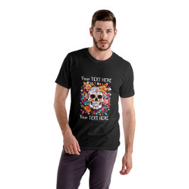 Anpassningsbar Skull och Blommor Unisex T-shirt, d T Shirt