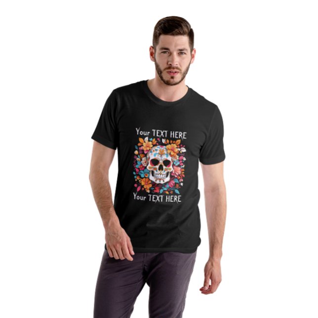 Anpassningsbar Skull och Blommor Unisex T-shirt, d T Shirt (Skapare uppladdad)