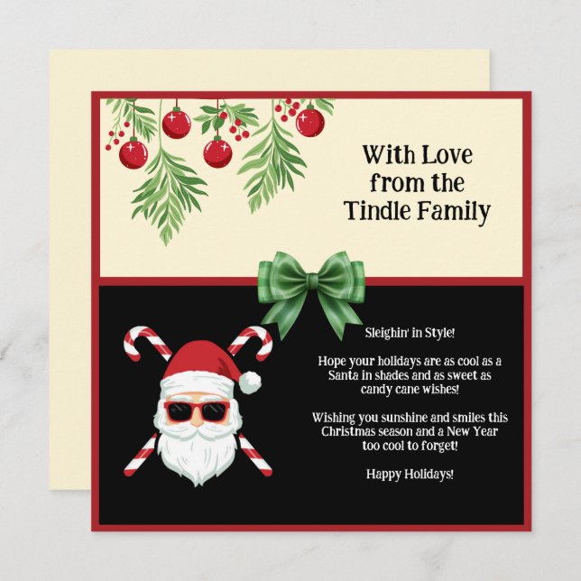 Anpassningsbar "Sleighin" i Stil!" Jul Hälsning Julkort (Fram/baksida)