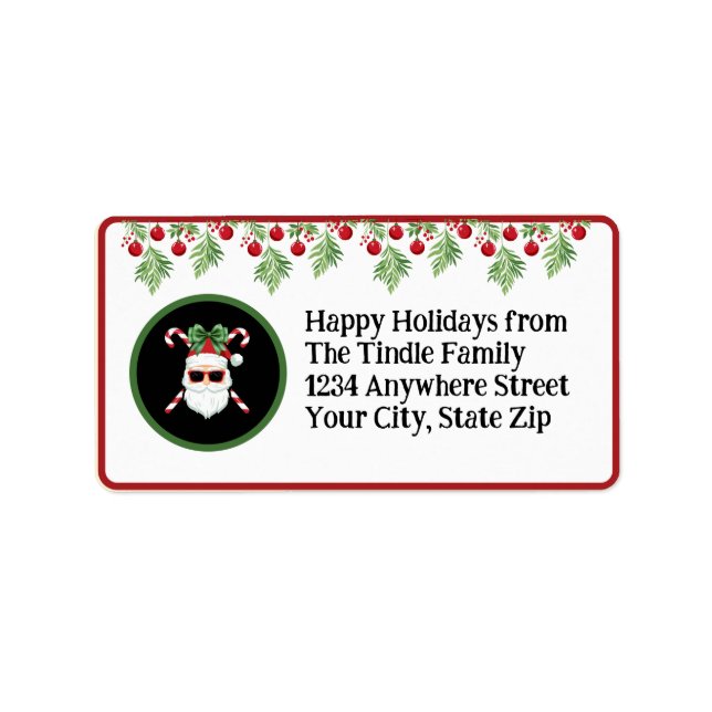 Anpassningsbar "Sleighin" i Stil!" Santa Helgdag M Adressetikett (Framsidan)