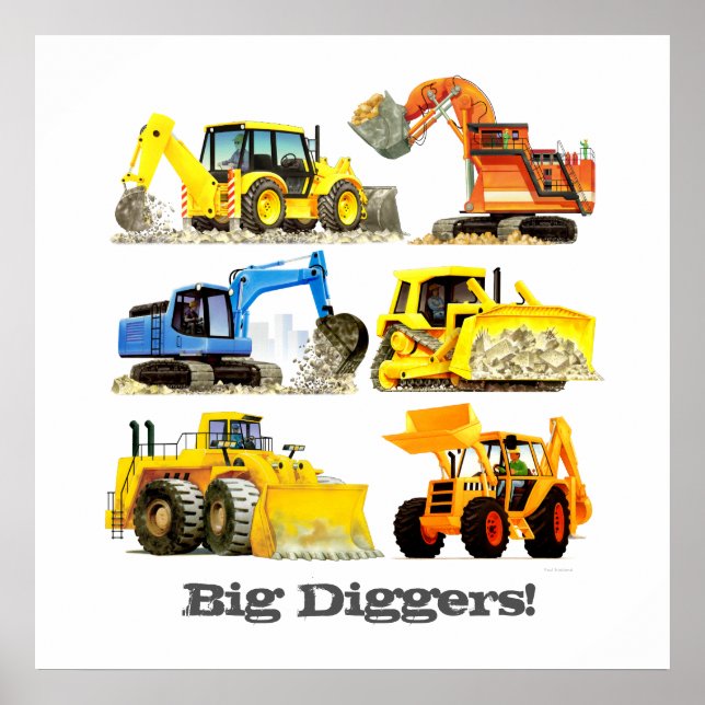 Anpassningsbar Slogan Big Diggers Construction Las Poster (Framsidan)