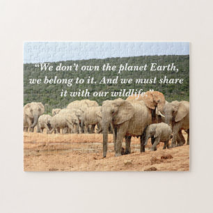 Anpassningsbar Slogan/Conservation Elephant Herd Pussel