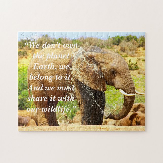Anpassningsbar Slogan/Conservation Elephant Stänk Pussel (Horisontell)