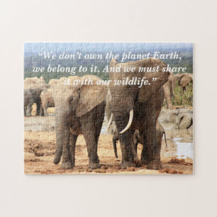 Anpassningsbar Slogan/Conservation Elephant Syskon Pussel