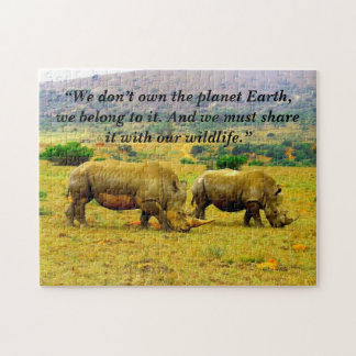 Anpassningsbar Slogan/Conservation Rhino Couple Pussel
