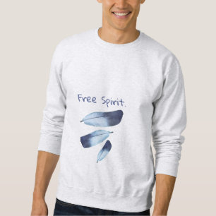 Anpassningsbar Slogan Tribal Blue Feathers med Dew Lång Ärmad Tröja