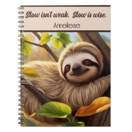 Anpassningsbar Sloth Baby Sleeping in träd citat Anteckningsbok