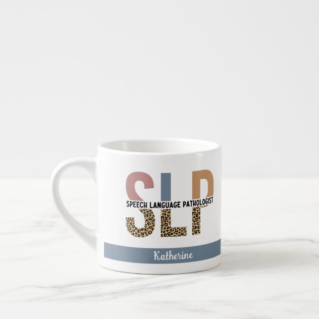Anpassningsbar SLP Tal Patholog Leopard Skriv ut Espressomugg (Vänster)