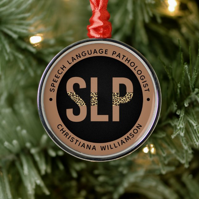 Anpassningsbar SLP Tal Patholog Leopard-utskrifter Julgransprydnad Metall (Träd)