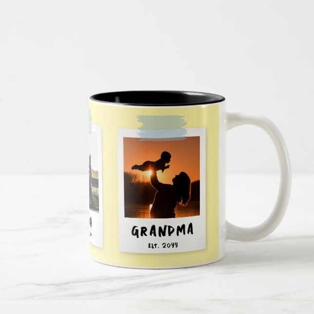 Anpassningsbar Snapshot Stil Mors dag Grandma Gift Två-Tonad Mugg (Höger)