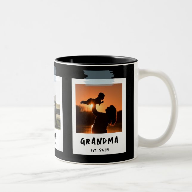 Anpassningsbar Snapshot Stil Mors dag Grandma Gift Två-Tonad Mugg (Höger)