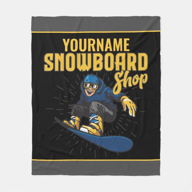 Anpassningsbar Snö Boarder Snowboarding Shop Big L Fleecefilt (Framsidan)