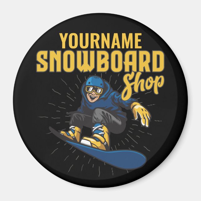 Anpassningsbar Snö Boarder Snowboarding Shop Big L Magnet (Framsidan)