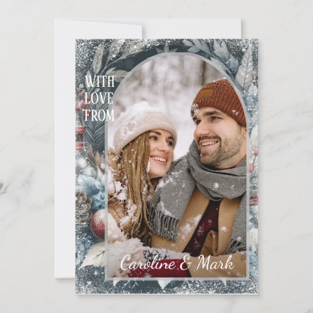 Anpassningsbar Snöflingor och Chic Utandning av bo Julkort (Framsida)