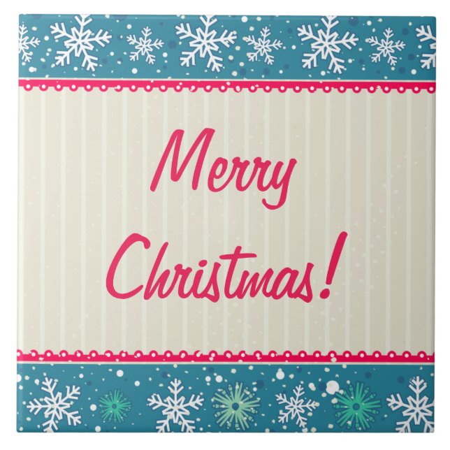 Anpassningsbar Snöflingor och Presenter Kakelplatta (Framsidan)