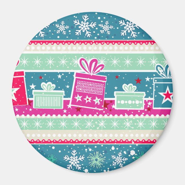 Anpassningsbar Snöflingor och Presenter Magnet (Framsidan)