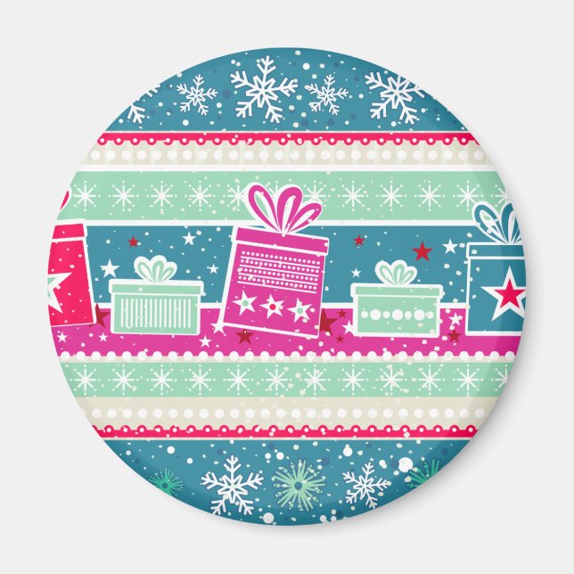 Anpassningsbar Snöflingor och Presenter Magnet (Framsidan)