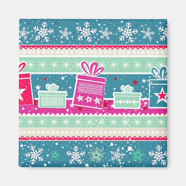 Anpassningsbar Snöflingor och Presenter Magnet (Framsidan)