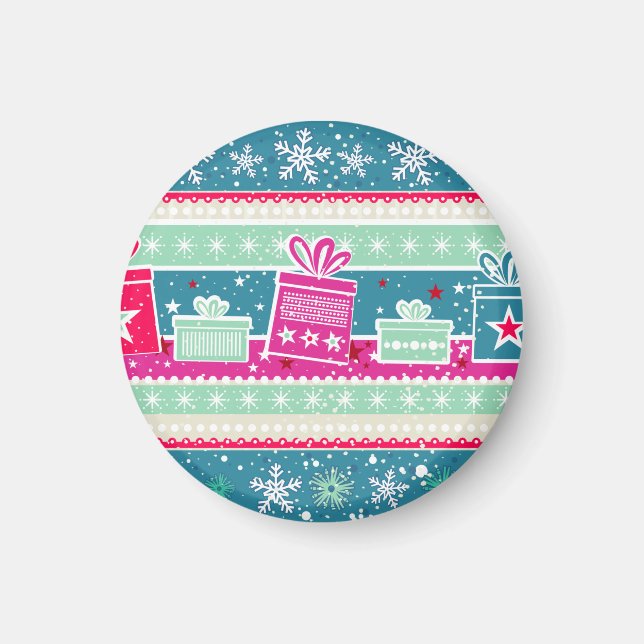 Anpassningsbar Snöflingor och Presenter Magnet (Framsidan)