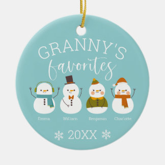 Anpassningsbar Snögubbe familjemedlem Namn Julgransprydnad Keramik