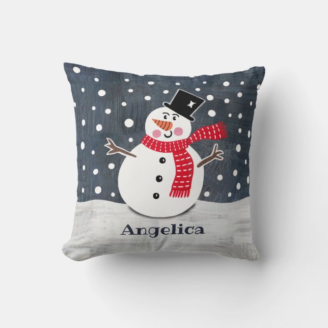 Anpassningsbar Snögubbe julklapp Cushion Pillow Kudde (Framsida)
