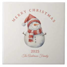 Anpassningsbar Snögubbe: julklapp för vattenfärg Kakelplatta