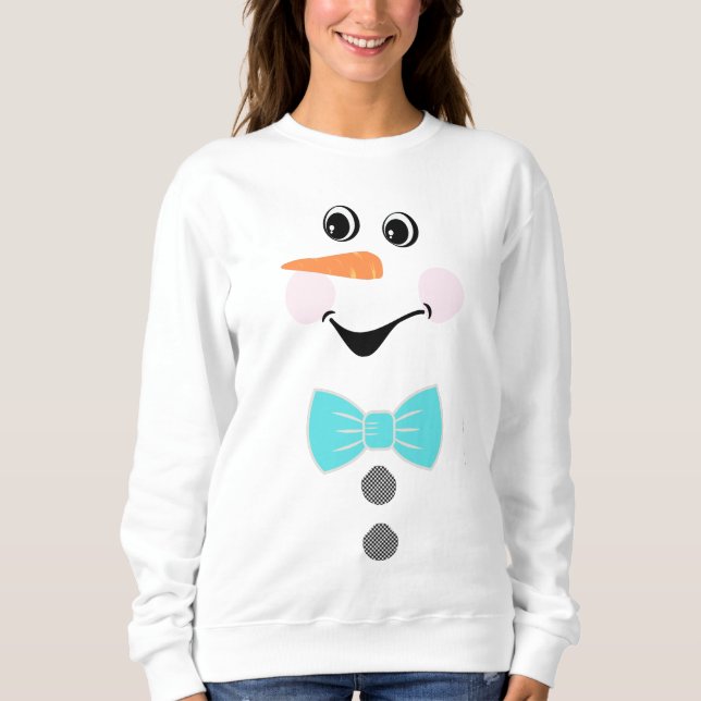 Anpassningsbar Snögubbe Teal Blue Bowtie Black Buf T Shirt (Framsida)