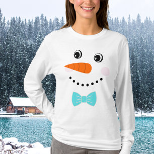 Anpassningsbar Snögubbe Teal Blue Bowtie T Shirt
