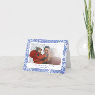 Anpassningsbar Snowflake-julfotoport Helgkort