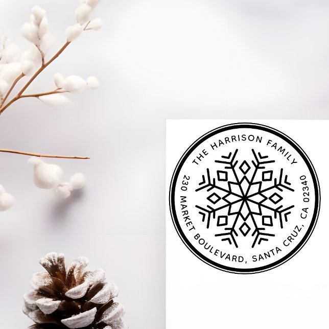 Anpassningsbar Snowflake Round Family Namn Returad Stämpel (Skapare uppladdad)