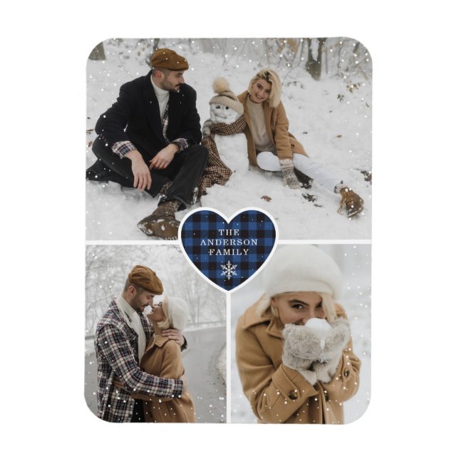 Anpassningsbar Snowy Blue Buffalo Play Photo jul Magnet (Vertikal)