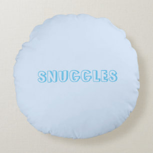 Anpassningsbar Snuggles namn eller text light blue Rund Kudde