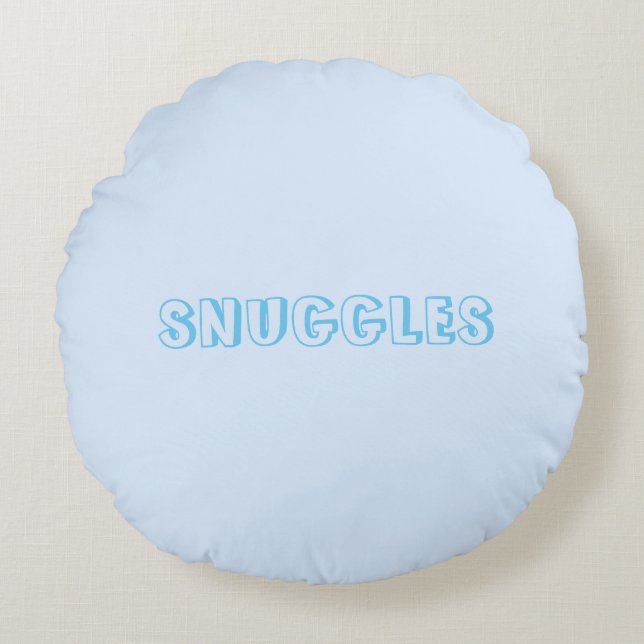 Anpassningsbar Snuggles namn eller text light blue Rund Kudde (Framsidan)