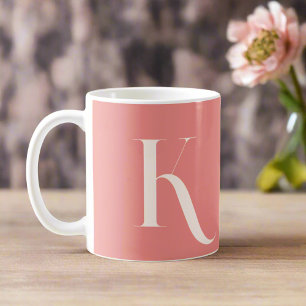 Anpassningsbar Snyggt Initial Namn l Feminin Rosa Kaffemugg