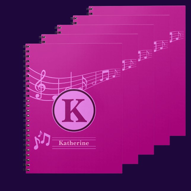 Anpassningsbar Snyggt Monogram Brev Music School i Anteckningsbok (Skapare uppladdad)