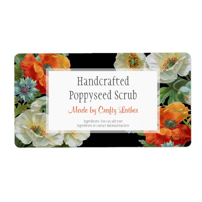 Anpassningsbar Soap eller Craft Poppy CornblommEti Fraktsedel (Framsidan)