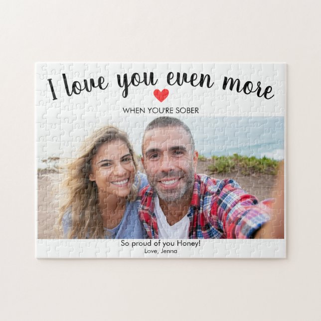 Anpassningsbar Sobriety Gift 1 Photo Personlig Pussel (Horisontell)