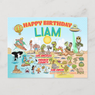 Anpassningsbar SoCal Birthday Inbjudan Vykort