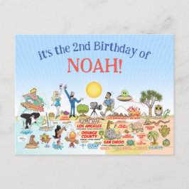 Anpassningsbar SoCal Birthday Inbjudan Vykort