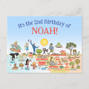 Anpassningsbar SoCal Birthday Inbjudan Vykort