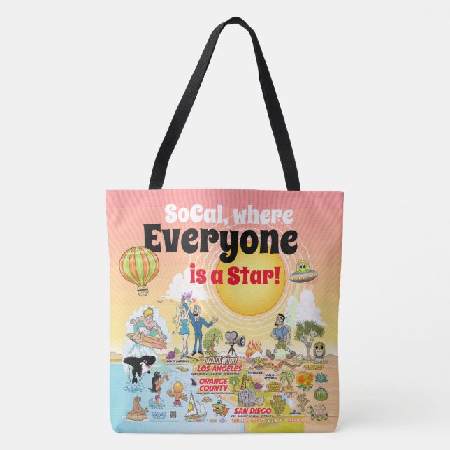 Anpassningsbar SoCal Tote Bag Tygkasse (Framsida)