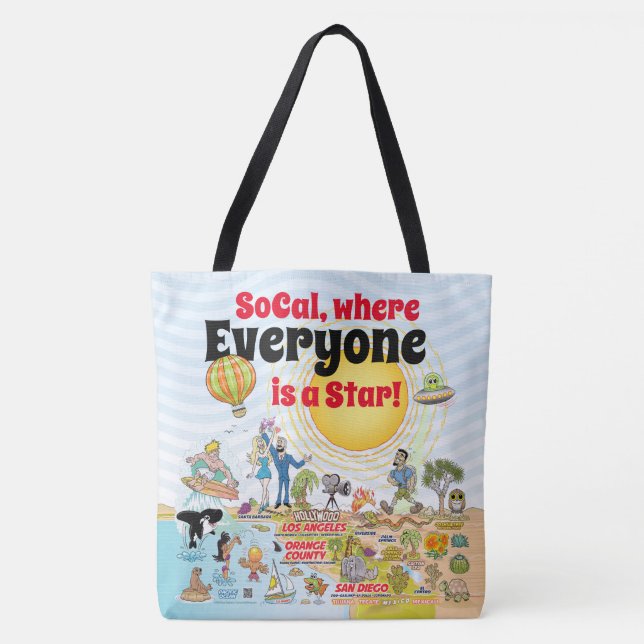 Anpassningsbar SoCal Tote Bag Tygkasse (Framsida)